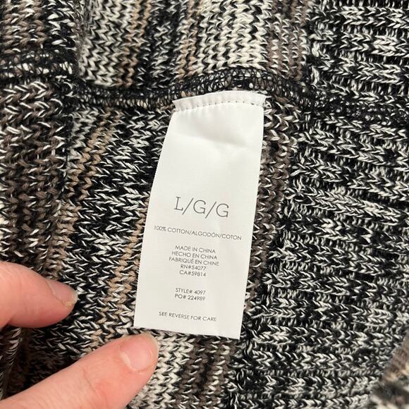 CAbi #4097 Gray Brown White Open Front Fringe Plaid Cardigan Sweater Sz Large - Picture 7 of 8